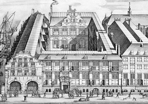17th-century etching of the Oost-Indisch Huis. Source: bma.amsterdam.nl