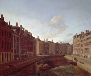 Gerrit Adriaensz.Berckheyde.'De bocht van de Herengracht te Amsterdam' 1685